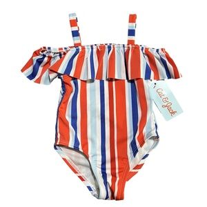 NWT | CAT & JACK | RUFFLE TRIM SWIMSUIT | RED, WHITE & BLUE | BABY GIRL | 12M
